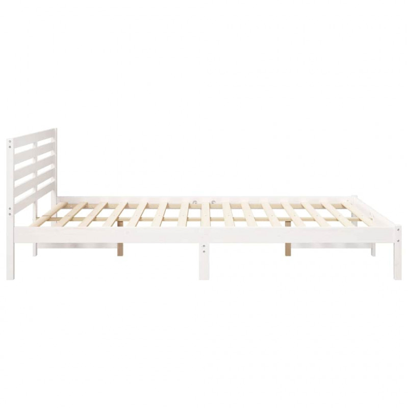 Ramka łóżka Z zagłówkiem Biały 160 x 210 cm Lite drewno sosnowe