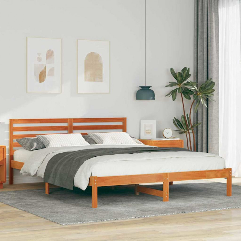 Ramka łóżka Woskowy Brąz 160 x 210 cm Lite drewno sosnowe