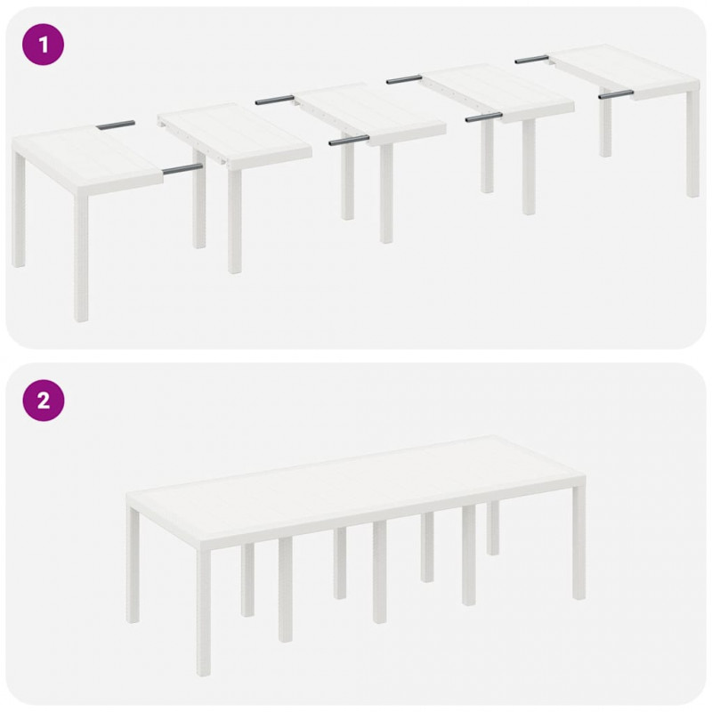 Stół Ogrodowy Biały 250 x 100 x 73 cm polirattan