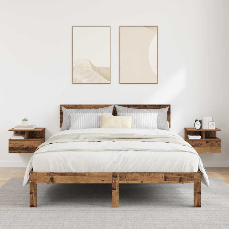 Lustro Nocne z szufladą 2 pcs Stare drewno 40 x 31 x 28 cm