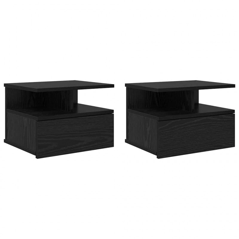 Lustro Nocne z szufladą 2 pcs Czarny Dąb 40 x 31 x 28 cm