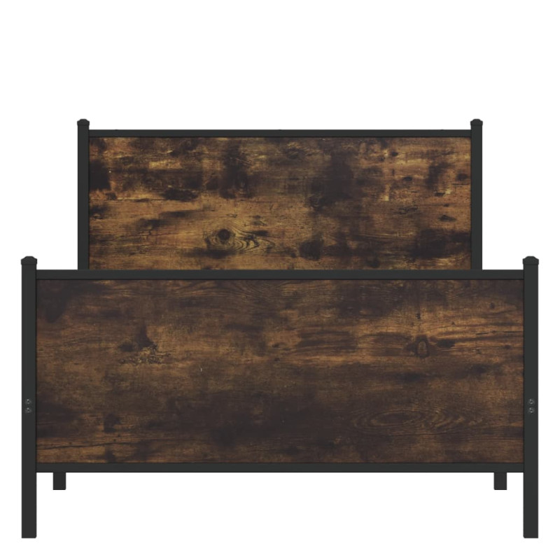 Metalowa rama łóżka, bez materaca, przydymiony dąb, 107x203 cm