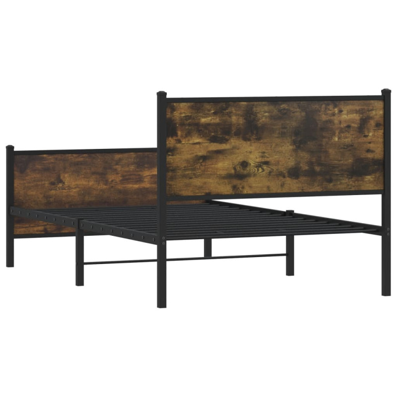 Metalowa rama łóżka, bez materaca, przydymiony dąb, 107x203 cm