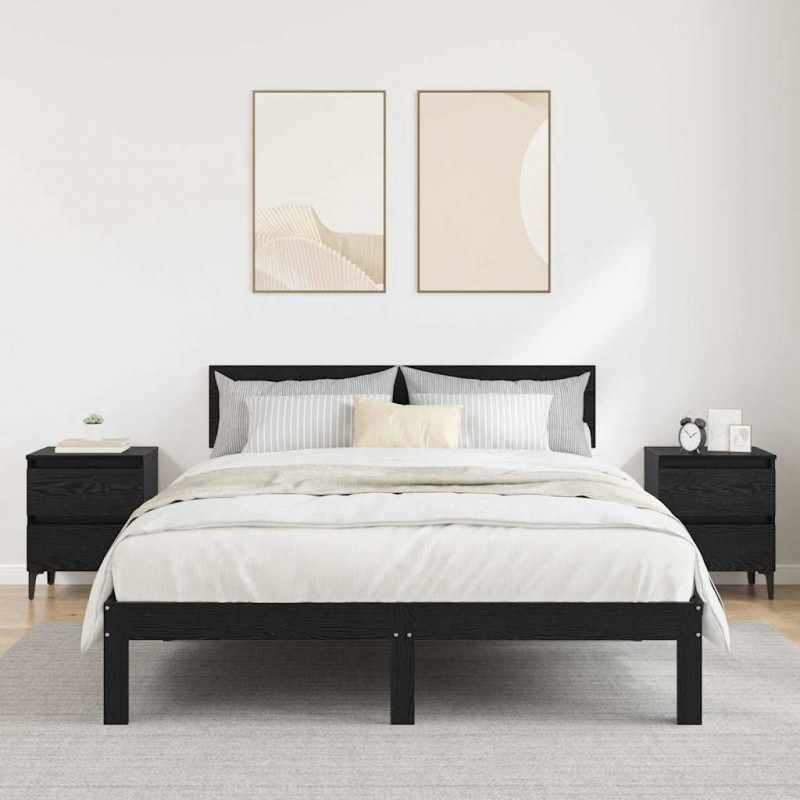 Szafka Nocna 2 pcs Czarny dąb 40 x 35 x 50 cm