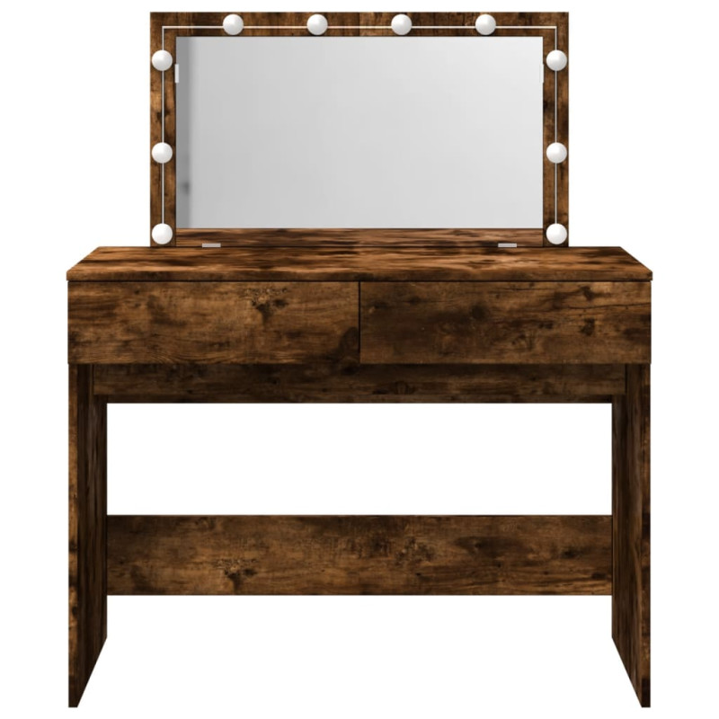 Toaletka z oświetleniem LED, przydymiony dąb, 100x40x120 cm