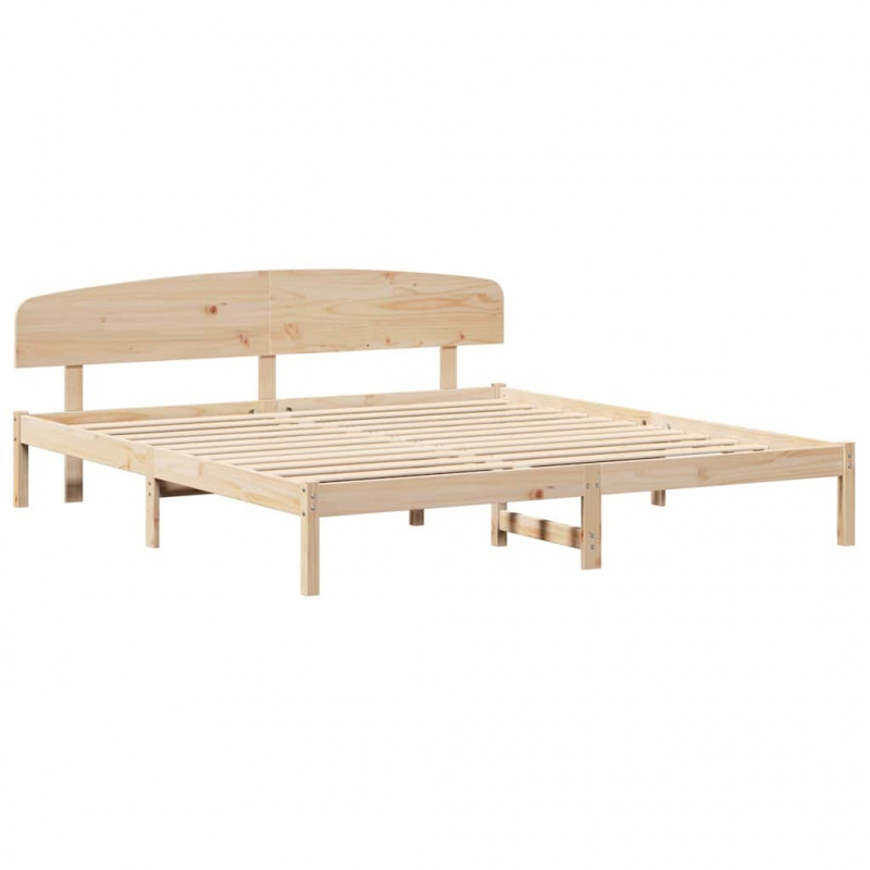 Ramka łóżka Naturalny 200 x 200 cm Lite drewno sosnowe