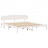 Ramka łóżka Z zagłówkiem Biały 200 x 200 cm Lite drewno sosnowe
