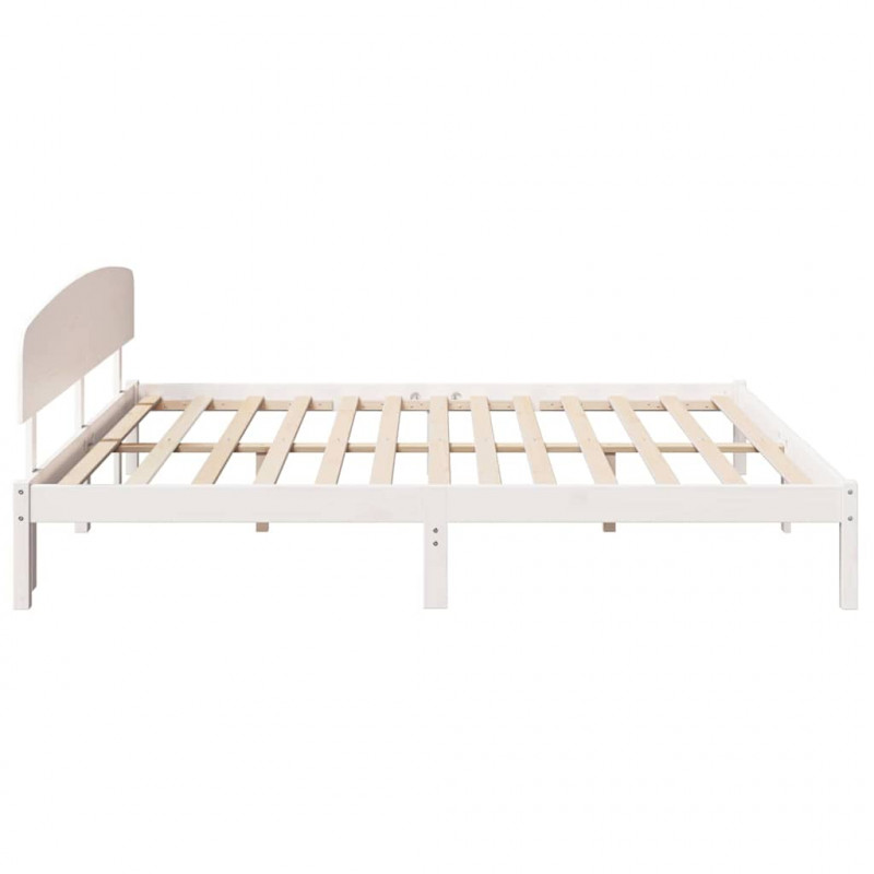 Ramka łóżka Z zagłówkiem Biały 180 x 200 cm Lite drewno sosnowe