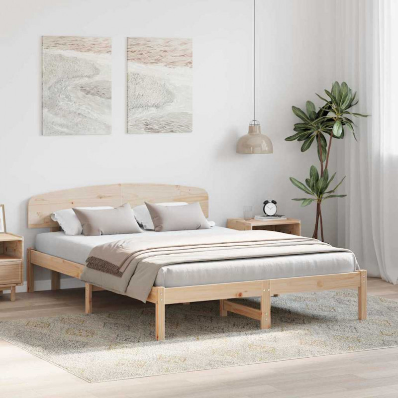 Ramka łóżka Naturalny 160 x 200 cm Lite drewno sosnowe
