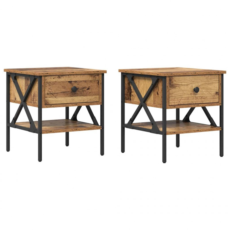 Szafka Nocna z szufladą 2 pcs Stare drewno 40 x 42 x 45 cm
