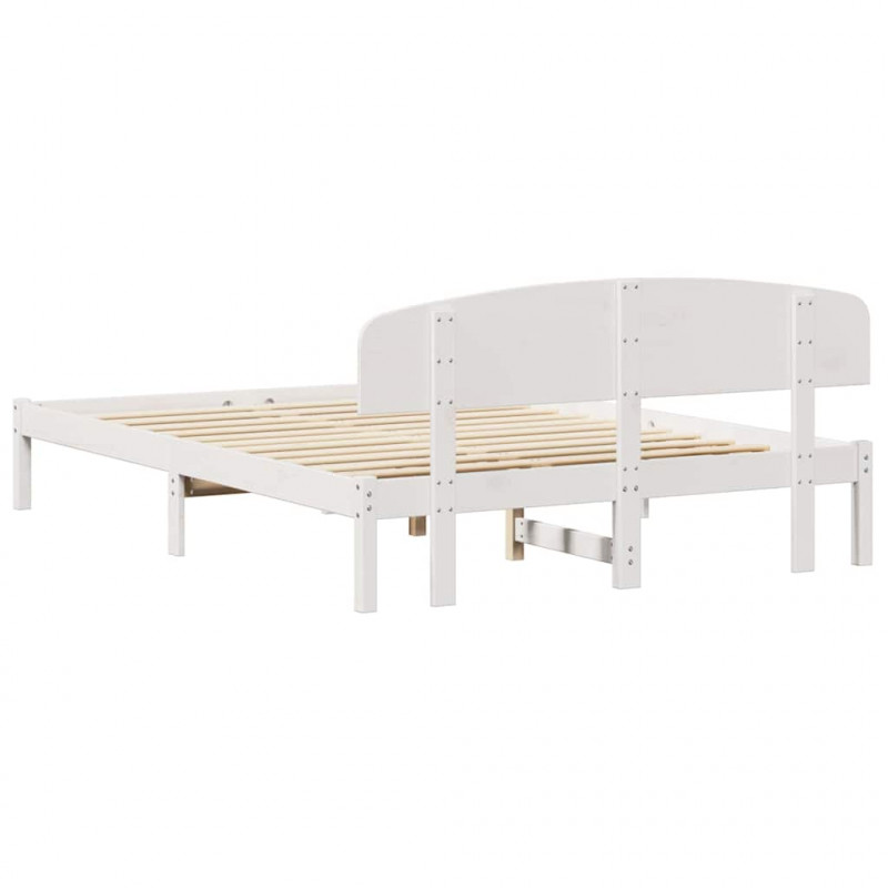 Ramka łóżka Z zagłówkiem Biały 160 x 200 cm Lite drewno sosnowe