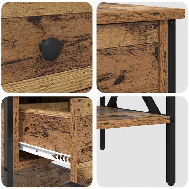 Szafka Nocna z szufladą 2 pcs Stare drewno 40 x 42 x 45 cm