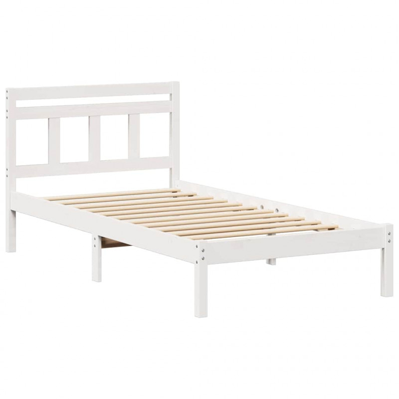 Ramka łóżka Biały 90 x 200 cm Lite drewno sosnowe