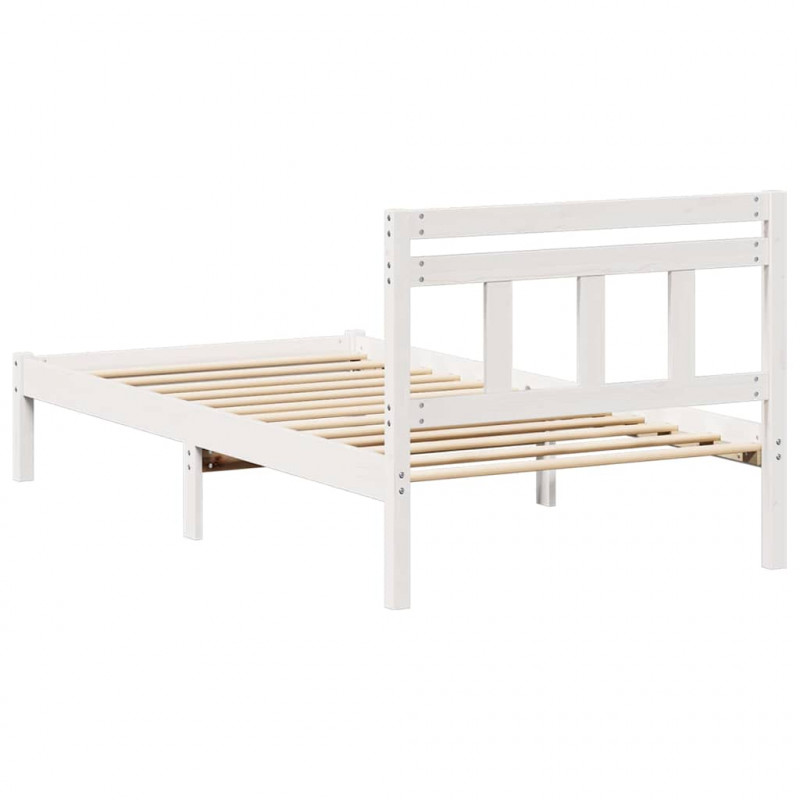 Ramka łóżka Biały 90 x 200 cm Lite drewno sosnowe