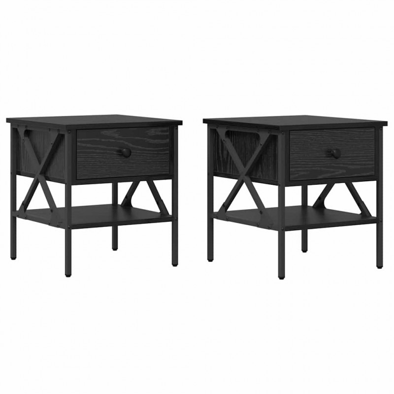Szafka Nocna z szufladą 2 pcs Czarny dąb 40 x 42 x 45 cm