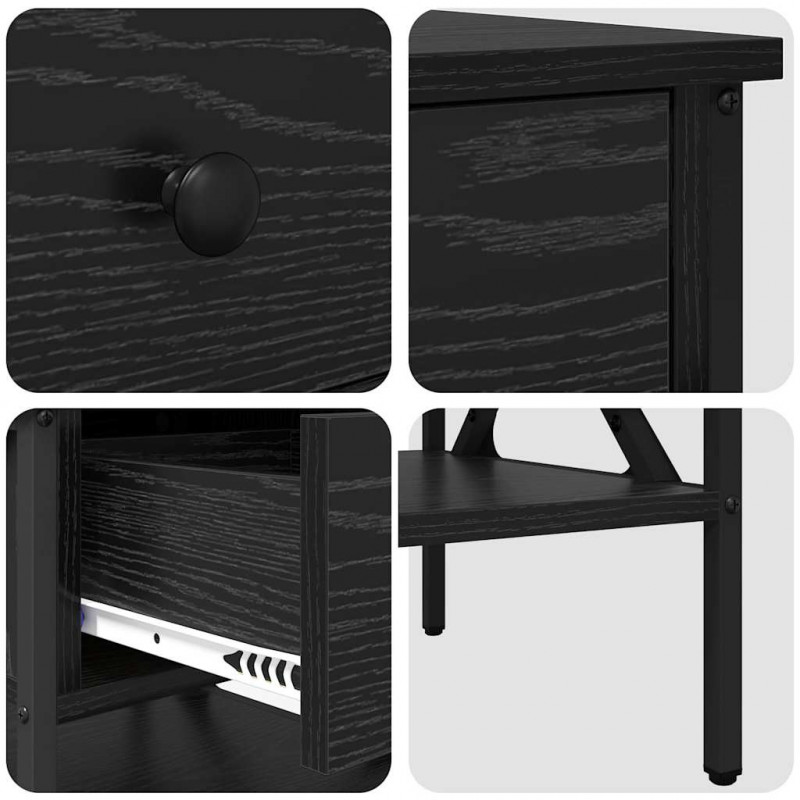 Szafka Nocna z szufladą 2 pcs Czarny dąb 40 x 42 x 45 cm