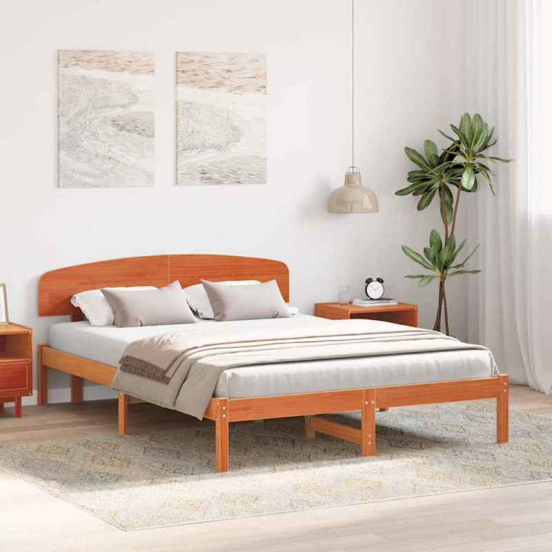 Ramka łóżka Woskowy Brąz 140 x 200 cm Lite drewno sosnowe