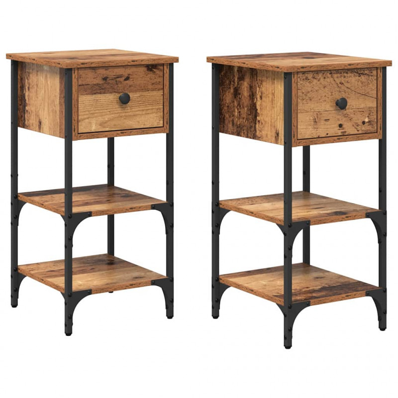 Szafka Nocna z szufladą 2 pcs Brązowy 33.5 x 36 x 70 cm