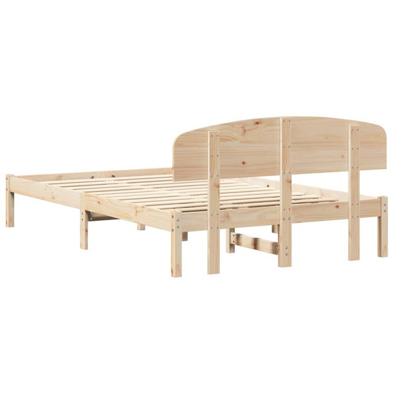 Ramka łóżka Naturalny 140 x 190 cm Lite drewno sosnowe