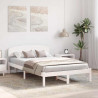Ramka łóżka Z zagłówkiem Biały 140 x 190 cm Lite drewno sosnowe