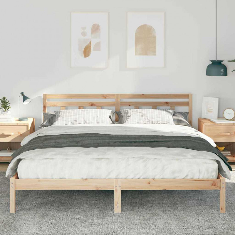 Ramka łóżka Brązowy 200 x 200 cm Lite drewno sosnowe