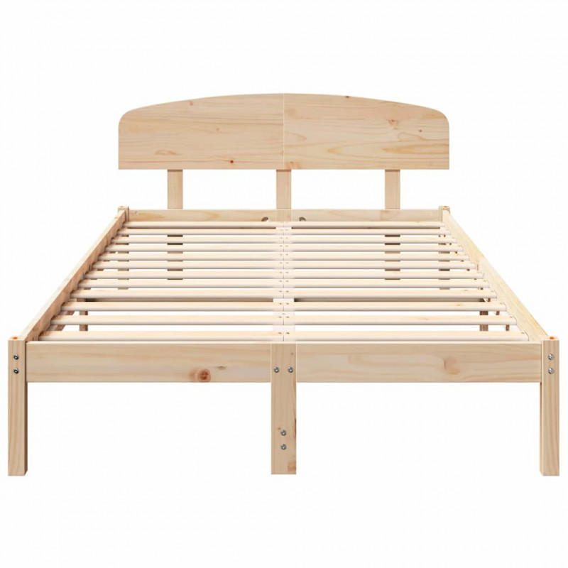 Ramka łóżka Naturalny 135 x 190 cm Lite drewno sosnowe