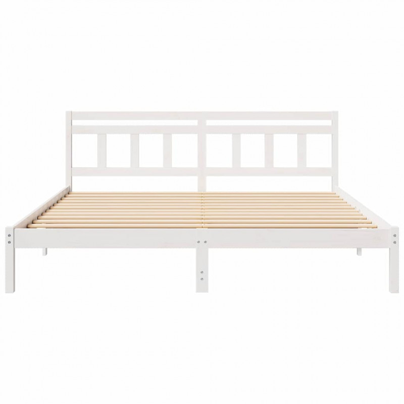 Ramka łóżka Biały 200 x 200 cm Lite drewno sosnowe