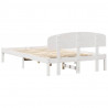 Ramka łóżka Z zagłówkiem Biały 135 x 190 cm Lite drewno sosnowe