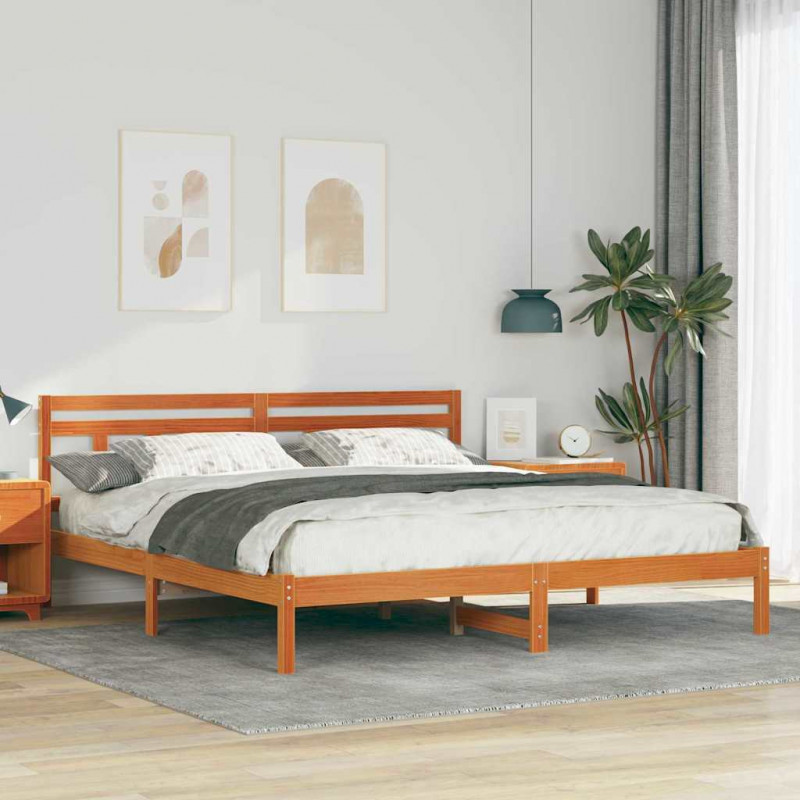 Ramka łóżka Brązowy 200 x 200 cm Lite drewno sosnowe