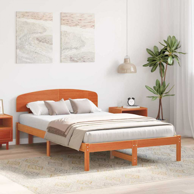 Ramka łóżka Woskowy Brąz 135 x 190 cm Lite drewno sosnowe
