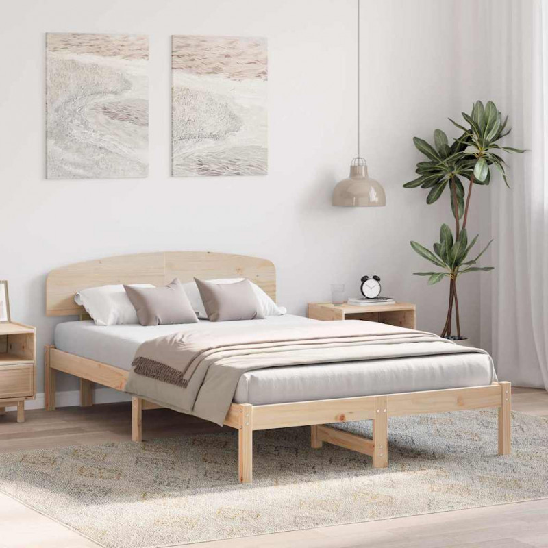 Ramka łóżka Naturalny 120 x 190 cm Lite drewno sosnowe