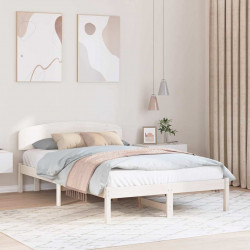 Ramka łóżka Z zagłówkiem Biały 120 x 190 cm Lite drewno sosnowe