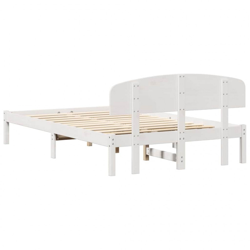 Ramka łóżka Z zagłówkiem Biały 120 x 190 cm Lite drewno sosnowe