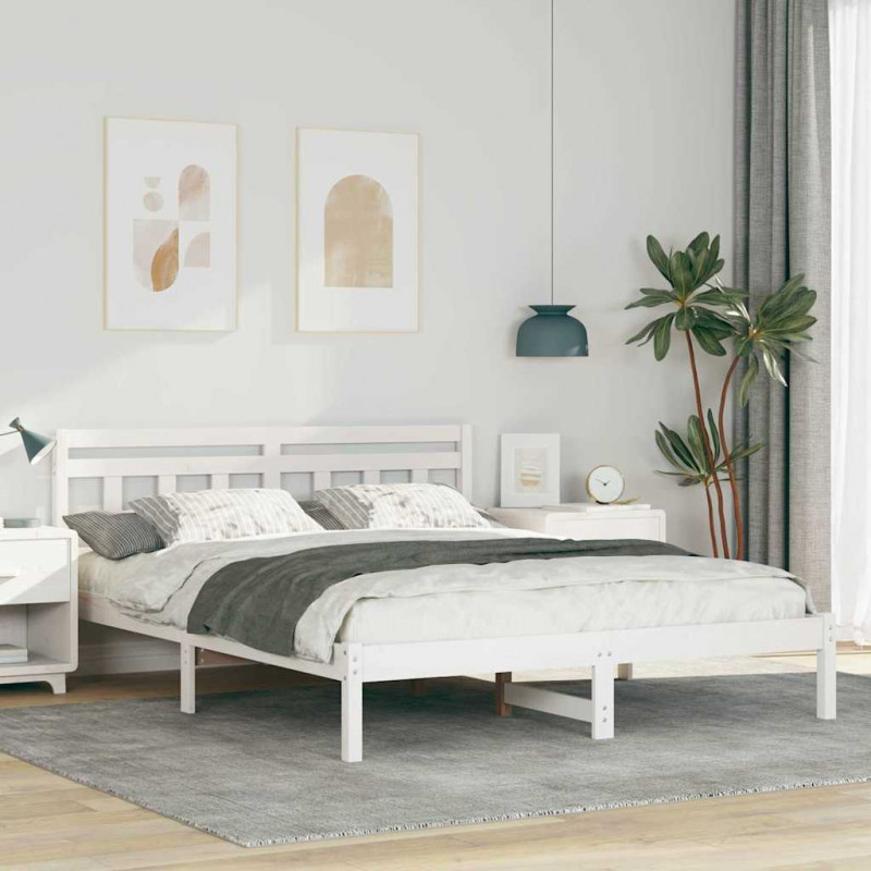 Ramka łóżka Biały 160 x 200 cm Lite drewno sosnowe