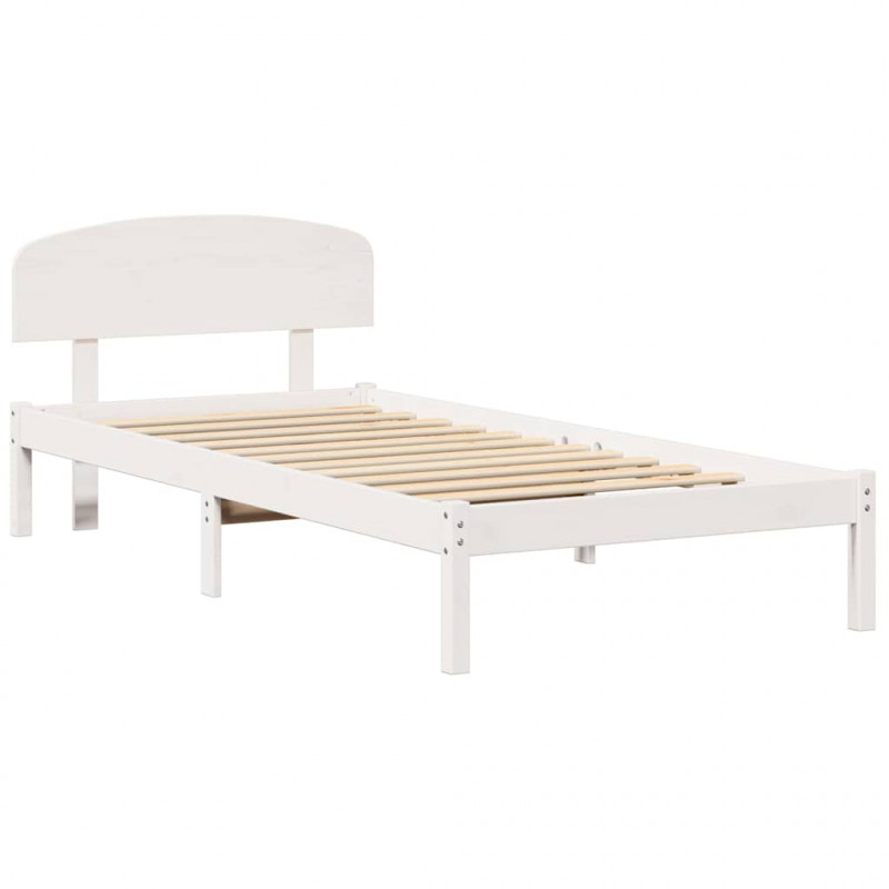 Ramka łóżka Z zagłówkiem Biały 100 x 200 cm Lite drewno sosnowe