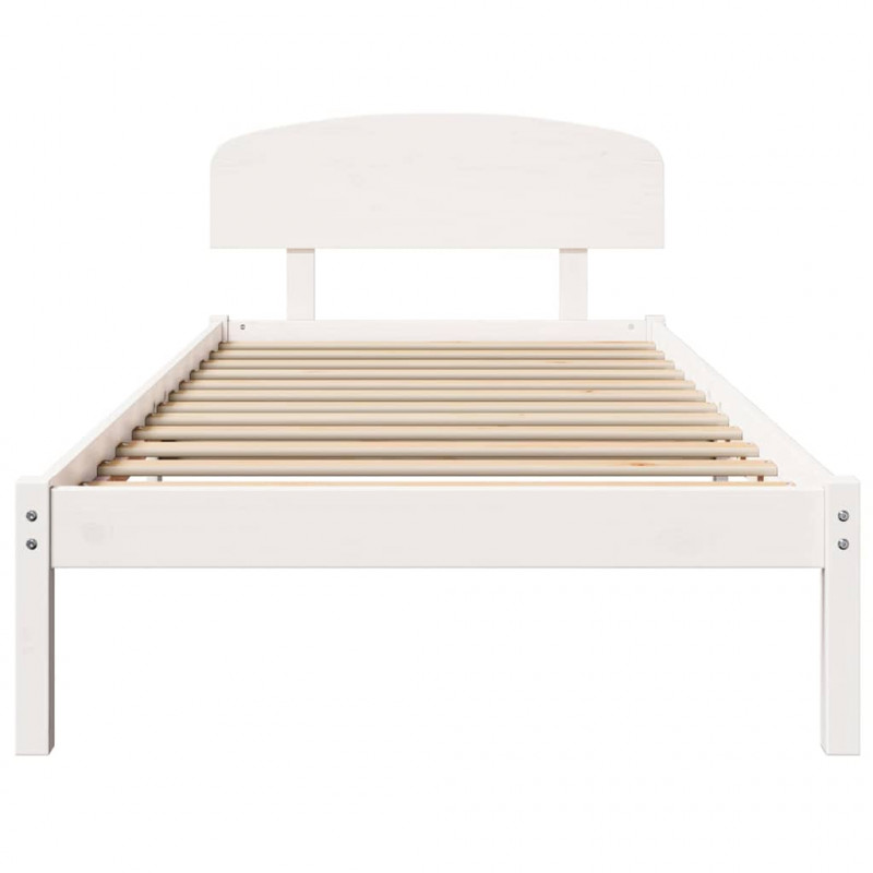 Ramka łóżka Z zagłówkiem Biały 100 x 200 cm Lite drewno sosnowe