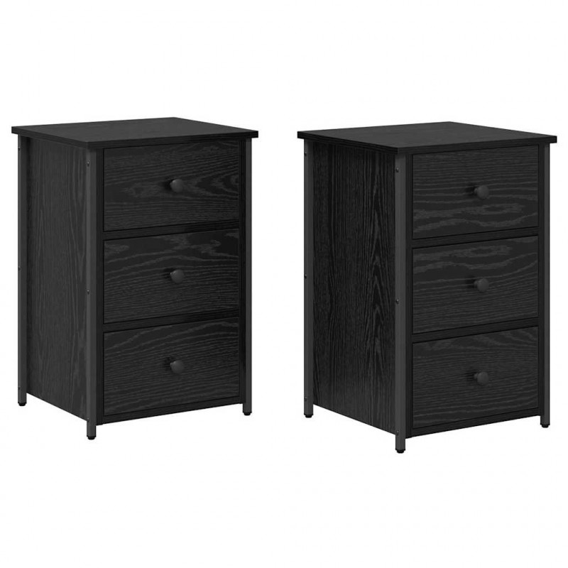 Szafka Nocna z szufladą 2 pcs Czarny Dąb 40 x 36 x 60 cm