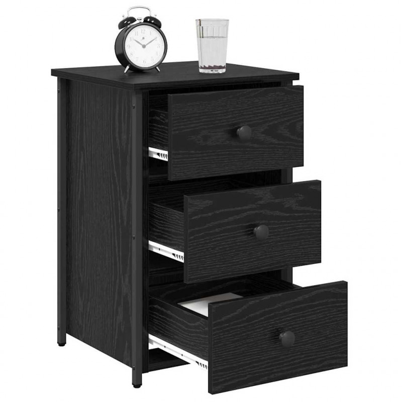 Szafka Nocna z szufladą 2 pcs Czarny Dąb 40 x 36 x 60 cm