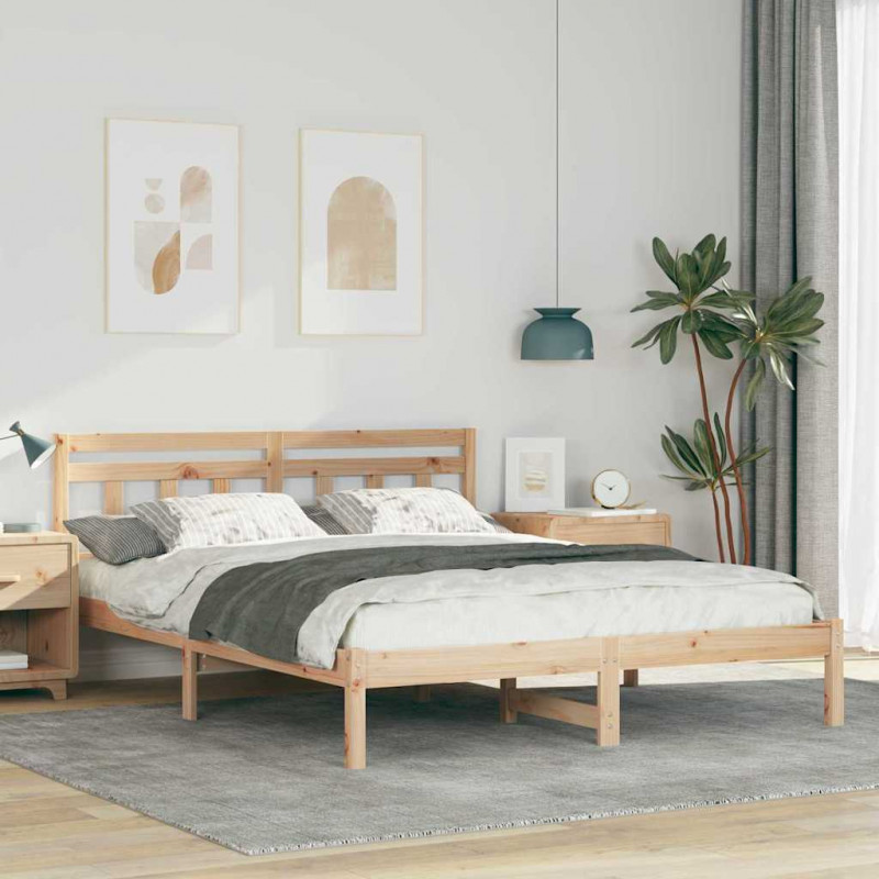 Ramka łóżka Brązowy 140 x 200 cm Lite drewno sosnowe