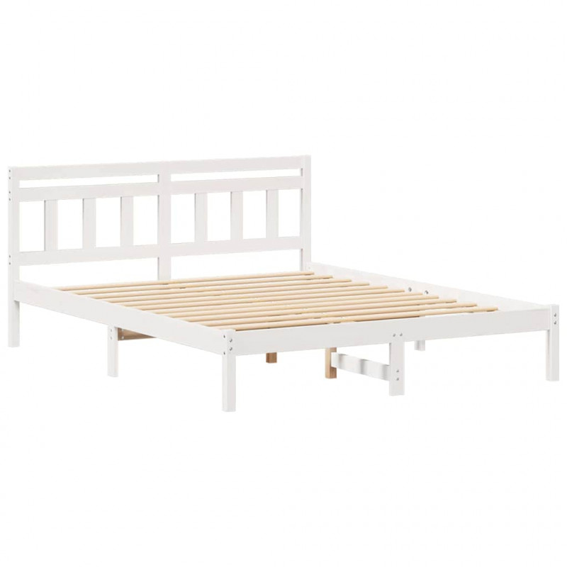 Ramka łóżka Biały 140 x 200 cm Lite drewno sosnowe