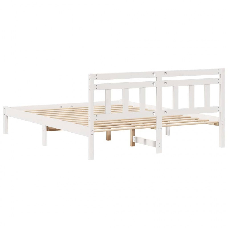 Ramka łóżka Biały 140 x 200 cm Lite drewno sosnowe