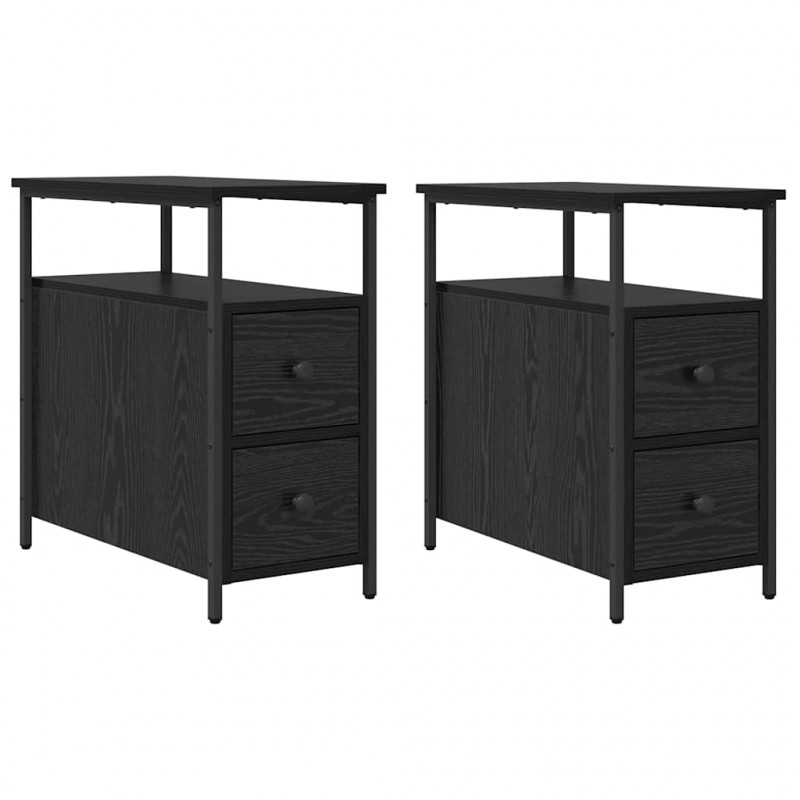 Szafka Nocna z szufladą 2 pcs Czarny dąb 30 x 60 x 60 cm