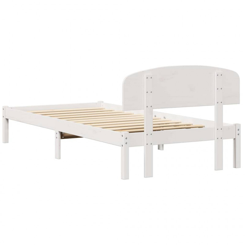 Ramka łóżka Z zagłówkiem Biały 80 x 200 cm Lite drewno sosnowe