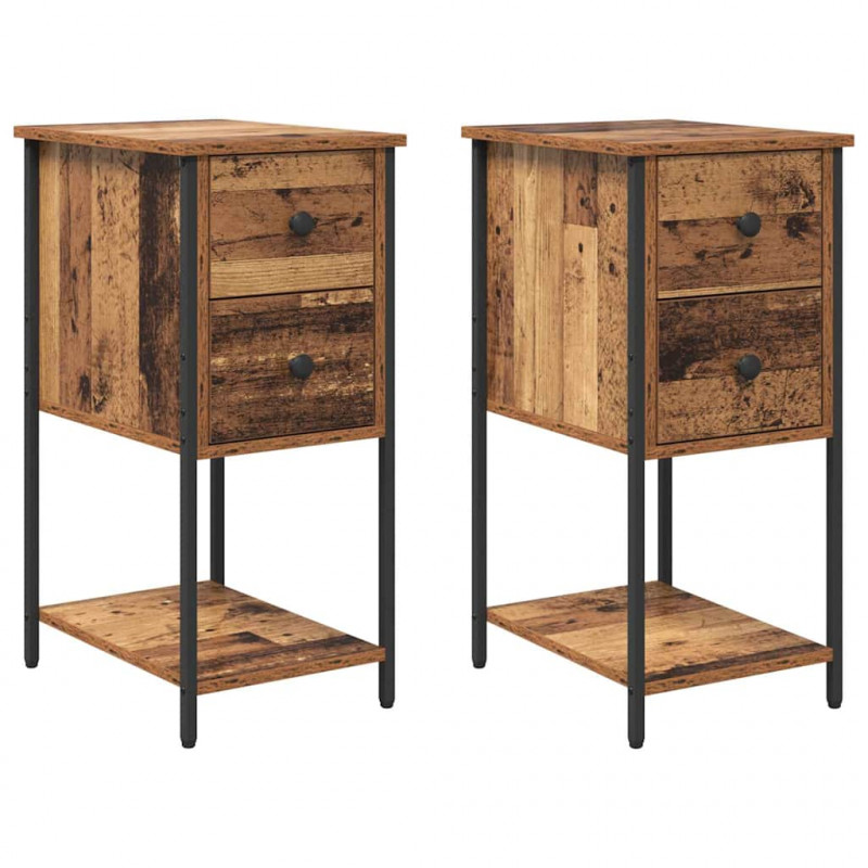 Szafka Nocna z szufladą 2 pcs Stare drewno 32 x 42 x 70 cm
