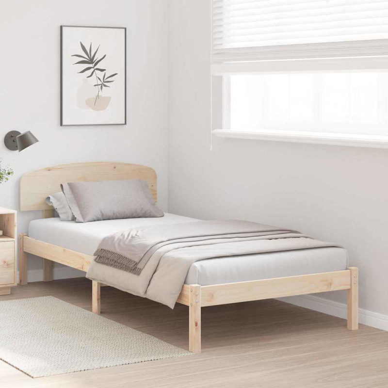 Ramka łóżka Naturalny 90 x 190 cm Lite drewno sosnowe