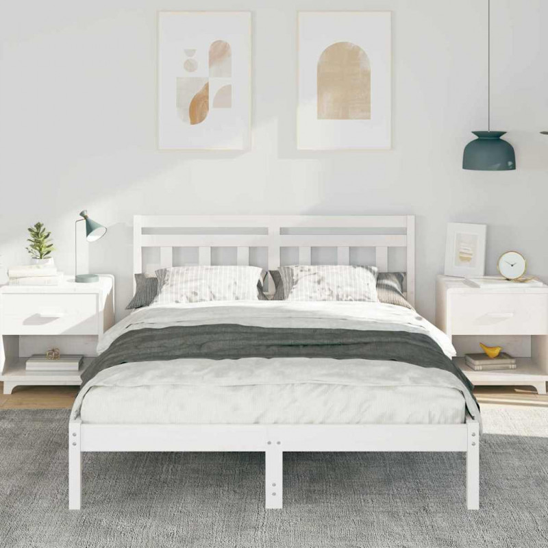 Ramka łóżka Biały 120 x 190 cm Lite drewno sosnowe