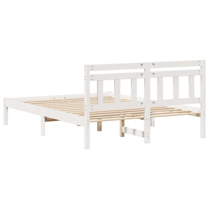 Ramka łóżka Biały 120 x 190 cm Lite drewno sosnowe
