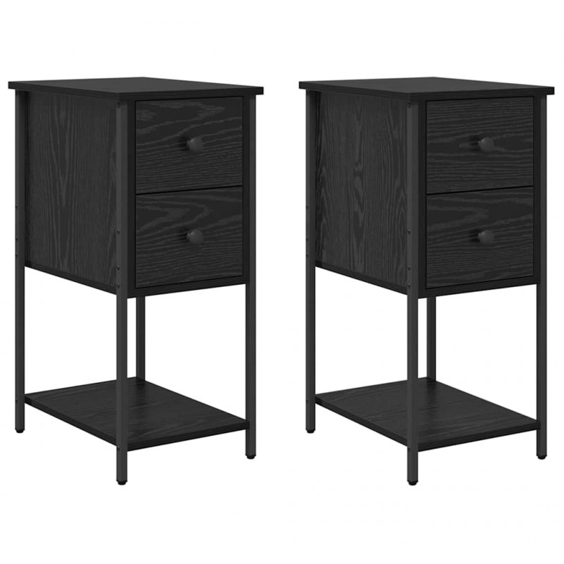 Szafka Nocna z szufladą 2 pcs Czarny dąb 32 x 42 x 70 cm