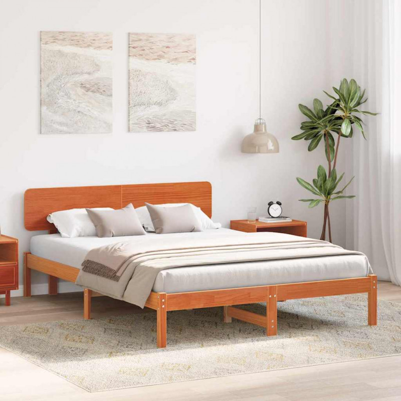 Ramka łóżka Woskowy Brąz 200 x 200 cm Lite drewno sosnowe