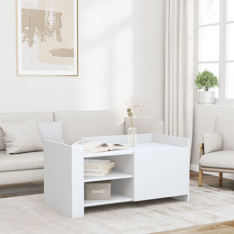 Stolik kawowy, biały, 100x50x50 cm, materiał drewnopochodny